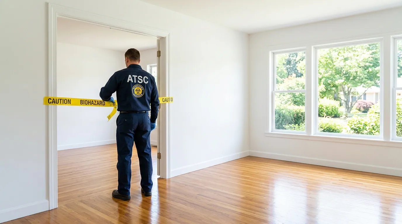 Certified biohazard cleanup crew performing Trauma Scene Cleanup in Hughson